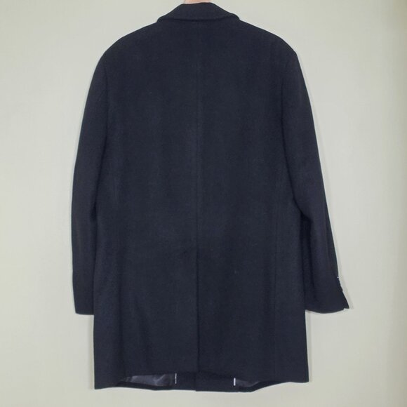 Lauren Ralph Lauren Overcoat Men 42R Black Wool Cashmere Blend Lined Preppy FLAW - Picture 2 of 16
